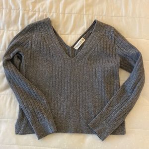 Abercrombie Soft A&F Collection Gray Double V Neck Ribbed Sweater Size XS